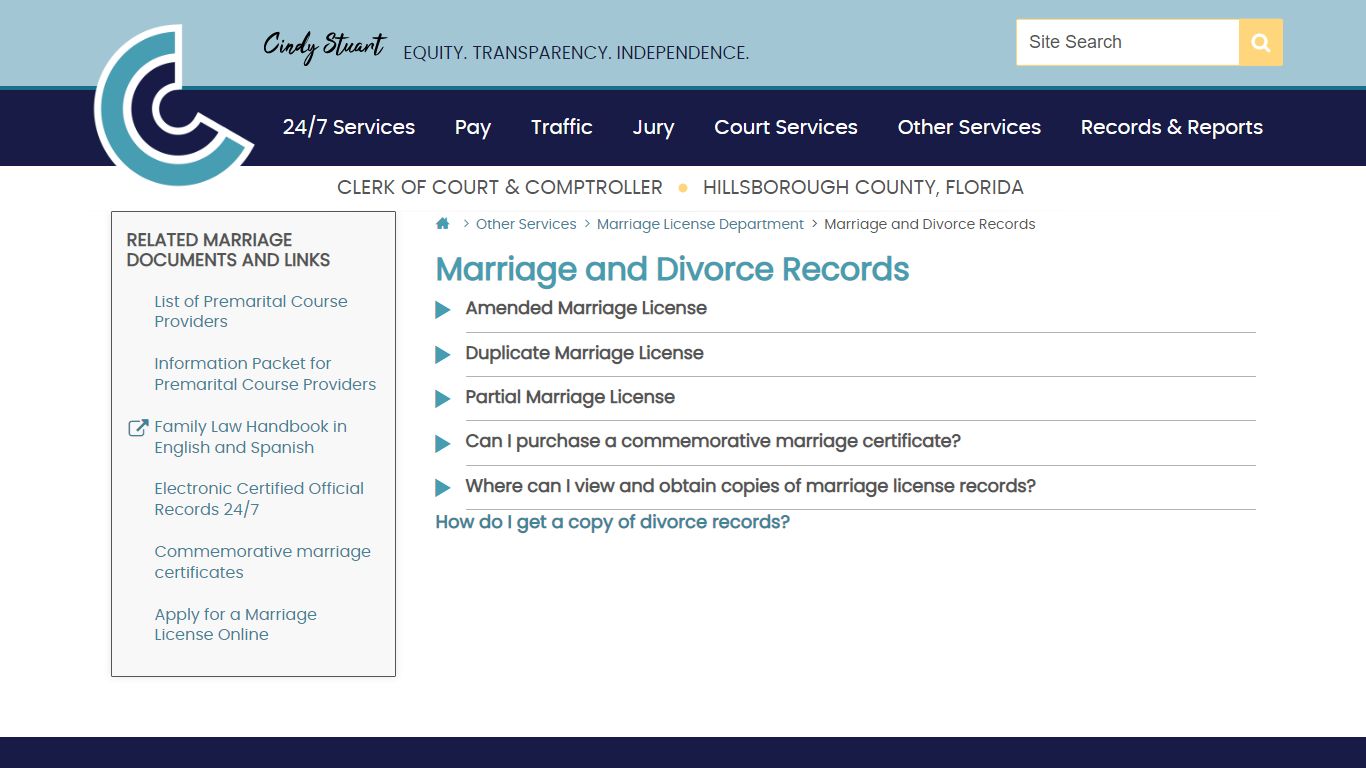 Marriage and Divorce Records | Hillsborough County Clerk